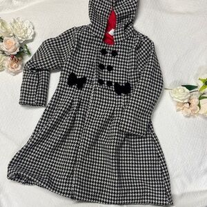 Joe-Ella Black and White Houndstooth Kids Pea Coat